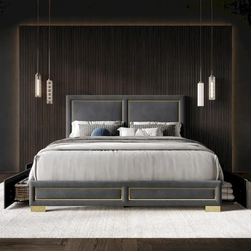 Jasper Full Upholstered Storage Platform Bed