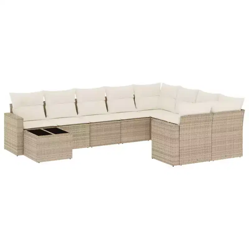 vidaXL 10 Piece Patio Sofa Set with Cushions Poly Rattan