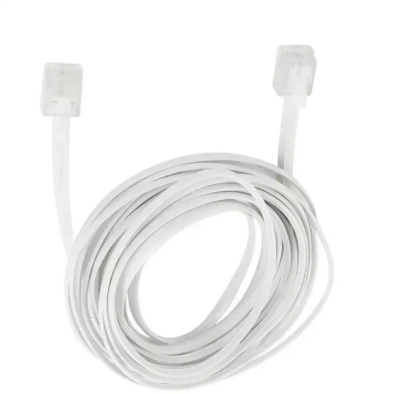 Unique Bargains Clear White Telephone Line Cable 15 Foot 1 Pc