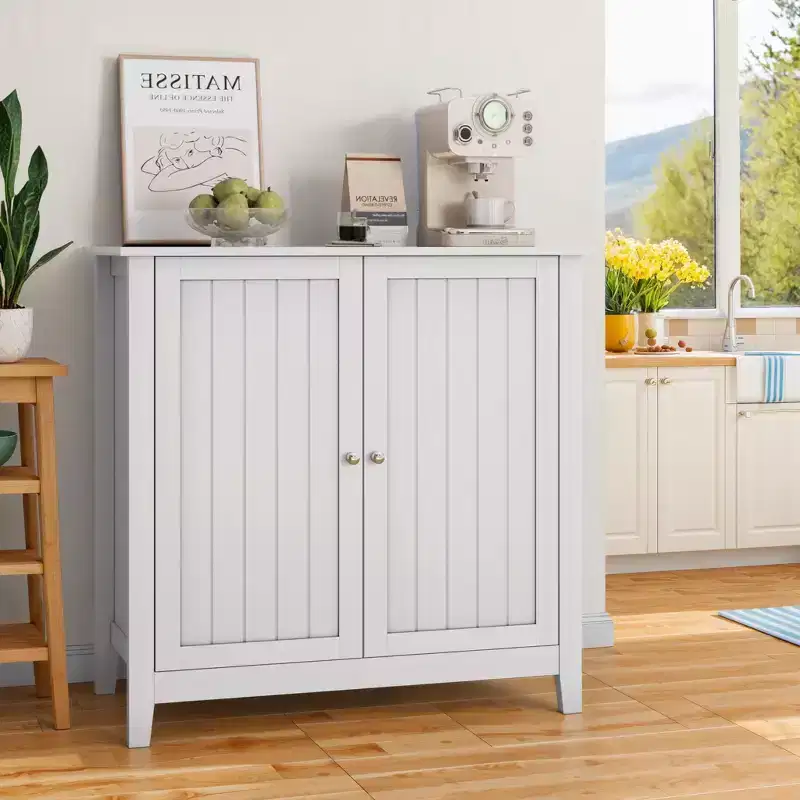 Bathroom Floor Storage Cabinet with 2 Doors Modern Storage Organizer Cabinet Freestanding Floor Corner Cabinet for Living Room Hallway Home Furniture