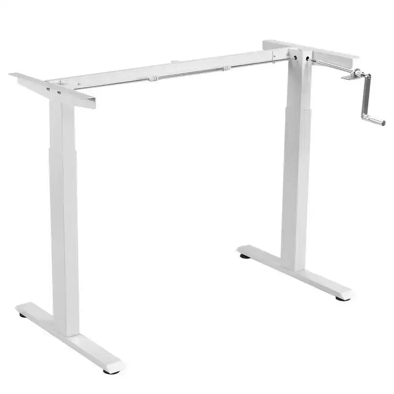 Hand Crank Sit to Stand Desk Frame Height Adjustable Standing Base White