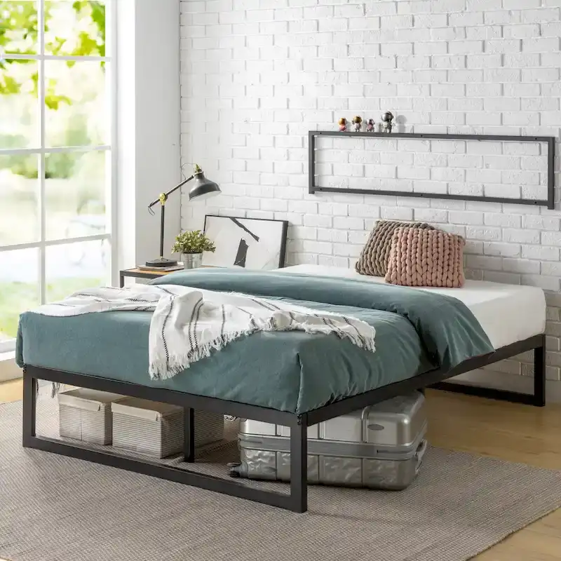 Priage by ZINUS Black Metal Platform Bed Frame