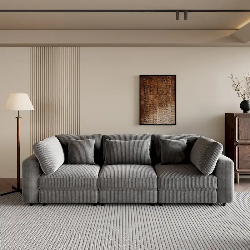105 Sofa with Cushions and 5 Pillows