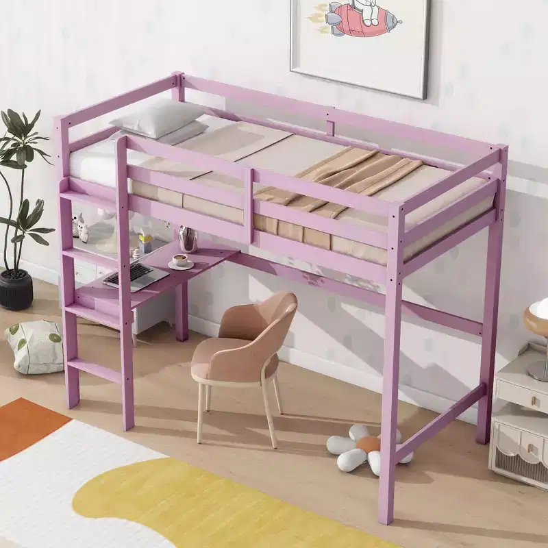 MAYEERTY Twin Bed Frame Upholstered Faux Leather Kid-Friendly No Box Spring Needed