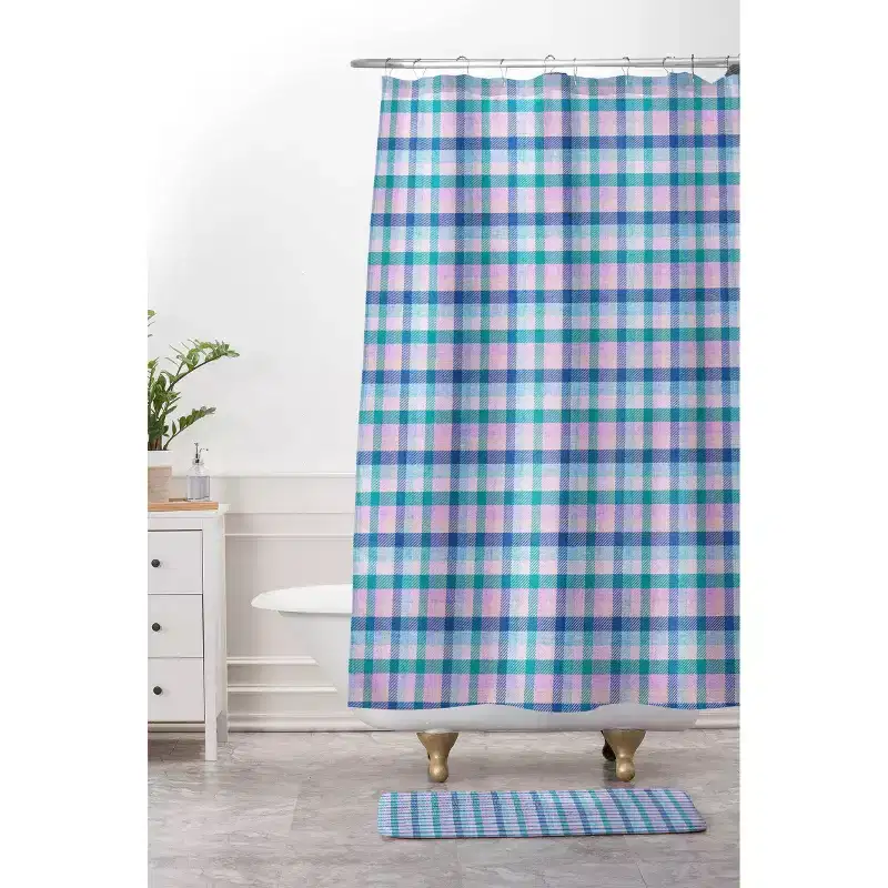 Deny Designs Schatzi Brown Marlene Plaid Cool Ombre Shower Curtain