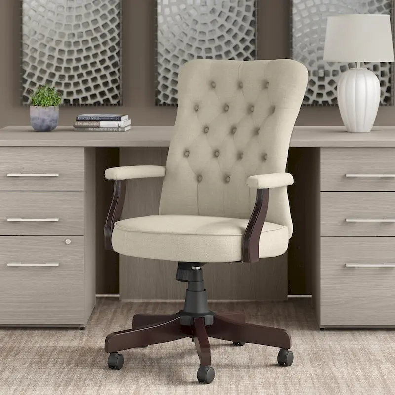 High Back Tufted Office Chair with Arms