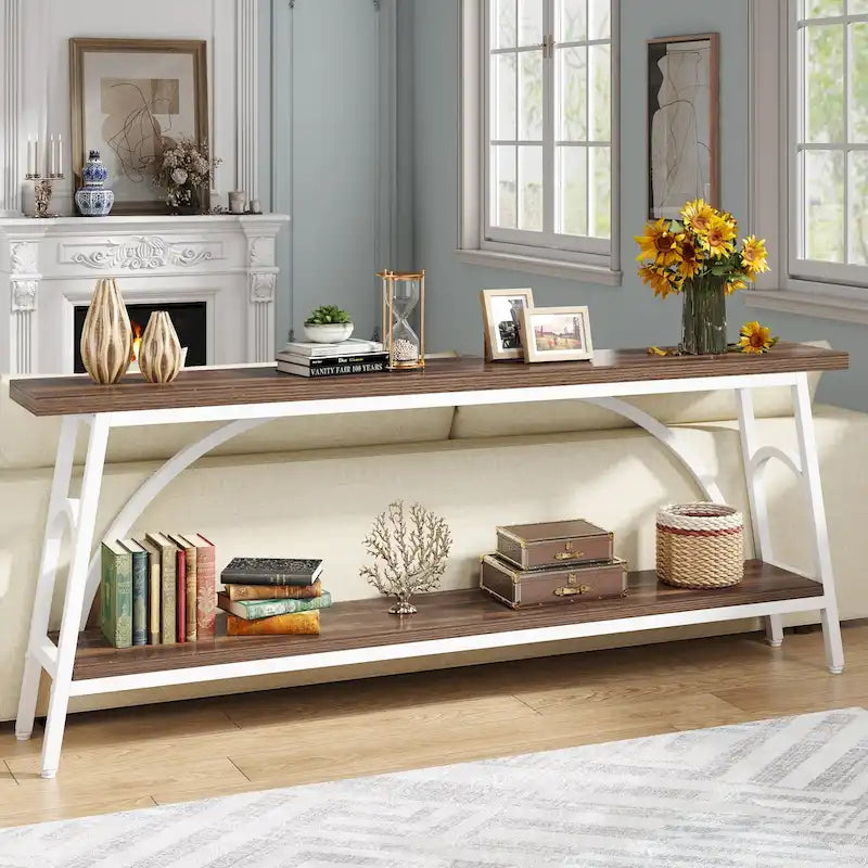 70.8Sofa Tables, 2 Tier Extra Long Console Tables for Entryway