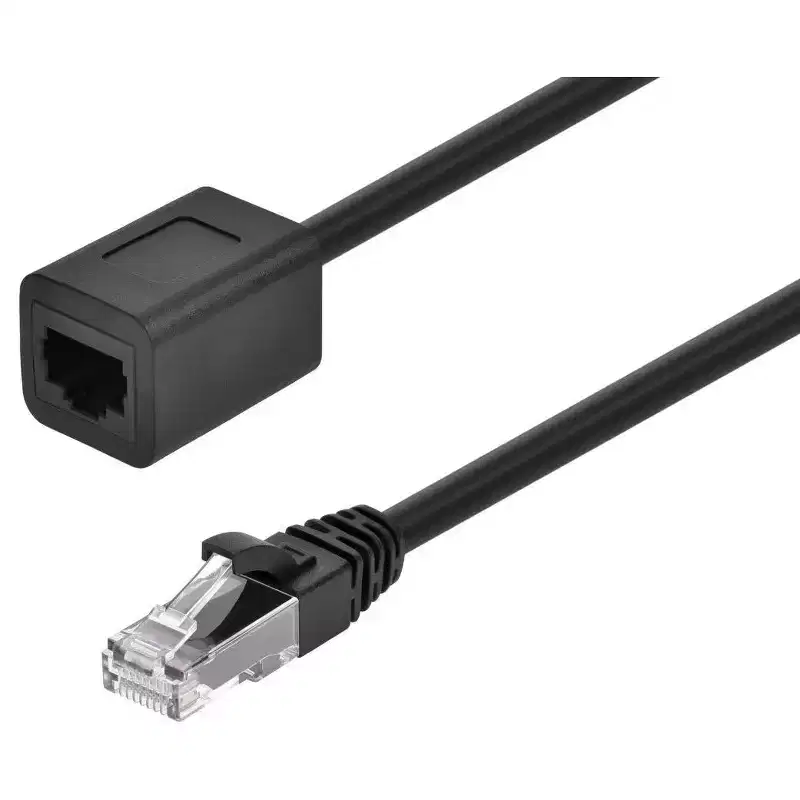 Monoprice Cat6A 6ft Black U/UTP Ethernet Extension Cable RJ45 Male to Female (with PCB Jack 3), 24AWG, Stranded Ba
