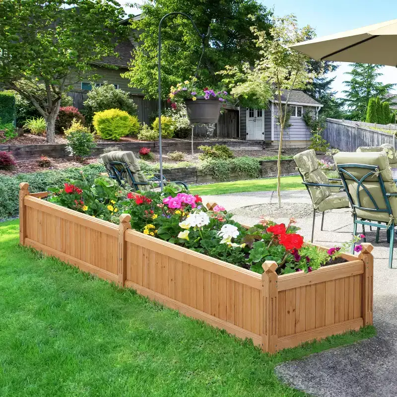 Yaheetech Wooden Raised Garden Bed Garden Planter, Light Brown