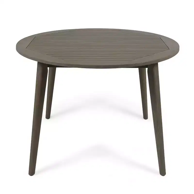 GDFStudio Wentworth Outdoor Acacia Wood Circular Dining Table with Splayed Legs