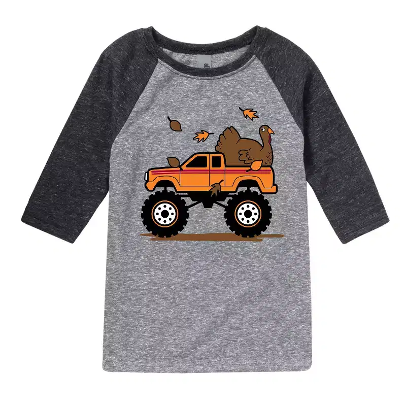 Boys' - Instant Message - Truck With Turkey Raglan Graphic T-Shirt