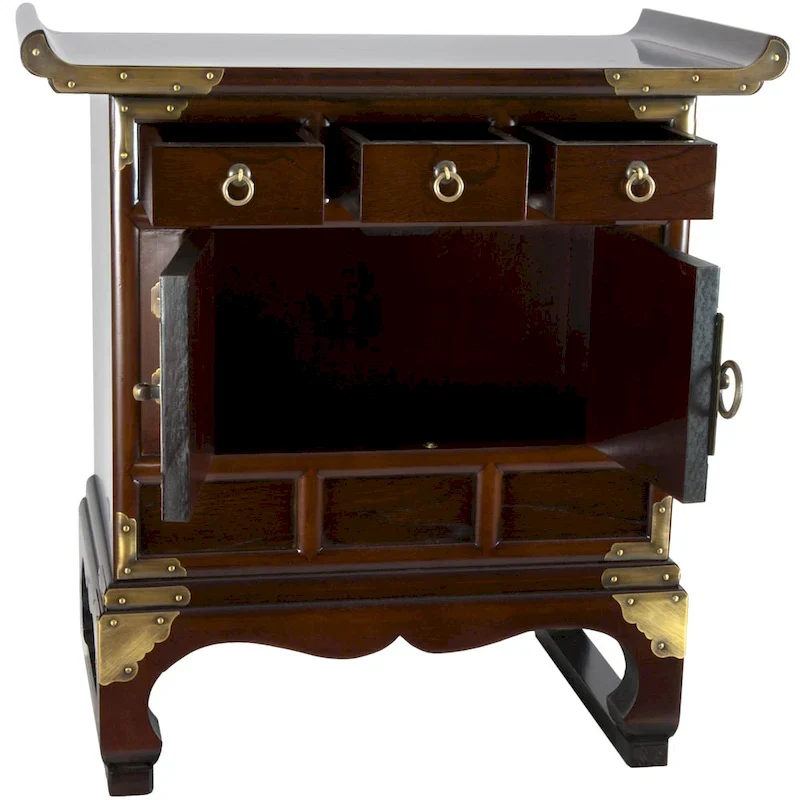 Handmade Korean Antique Style 3 Drawer End Table Cabinet (Korea)