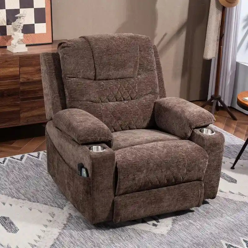 Overstuffed Chenille Power Lift Recliner With Extended Footrest,lift Assist,heat/message,ubs/type C Charging & Storage