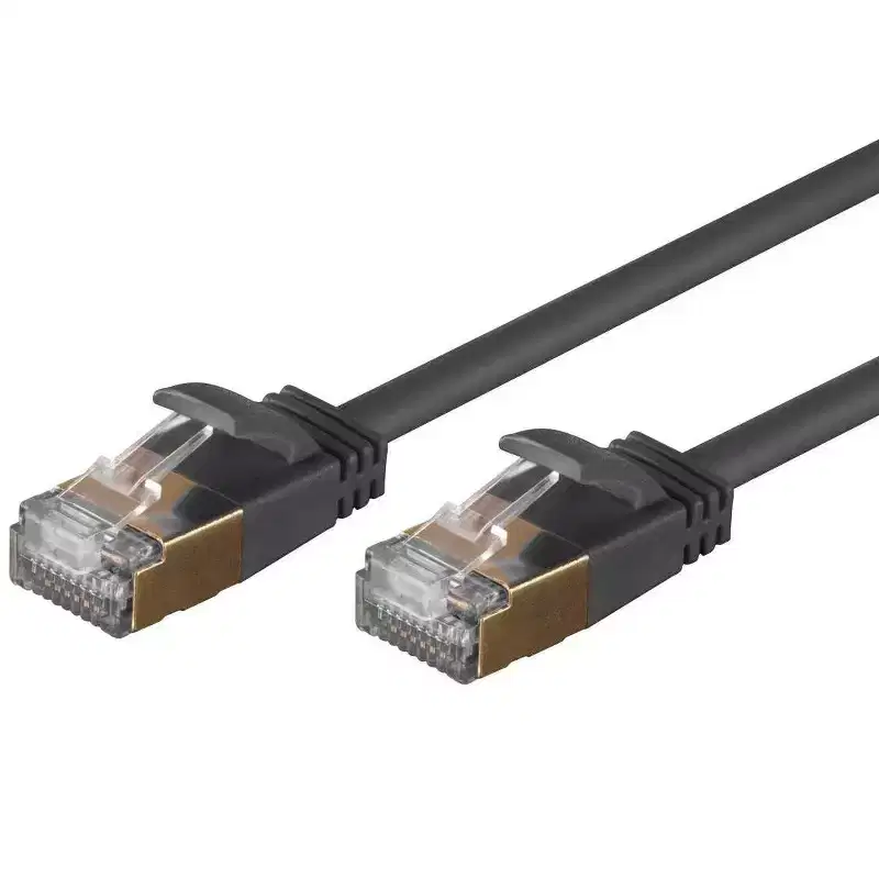 Monoprice SlimRun Cat6A Ethernet Patch Cable - Network Internet Cord - RJ45, Stranded, STP, Pure Bare Copper Wire, 36AWG, 7ft, Black