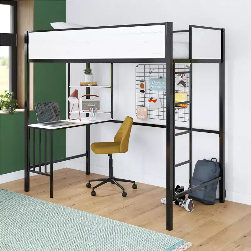 Novogratz Axel Loft Bed with Desk & Shelves