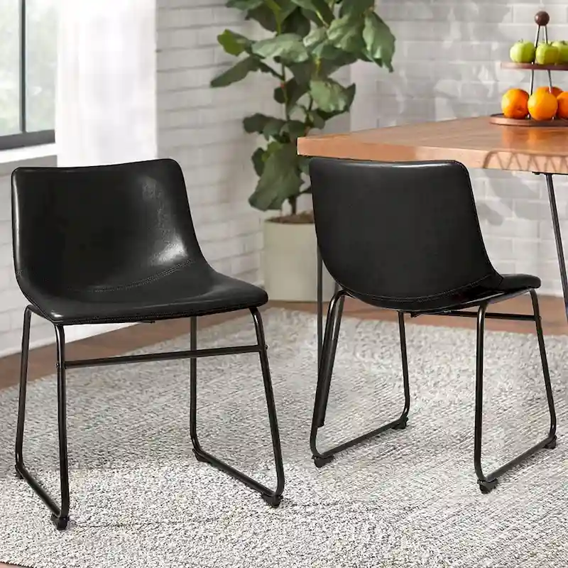 Bossin Faux Leather Dining Chairs Set of 2, 18 Inch Kitchen & Dining Room Chairs with Backrest and Metal Leg