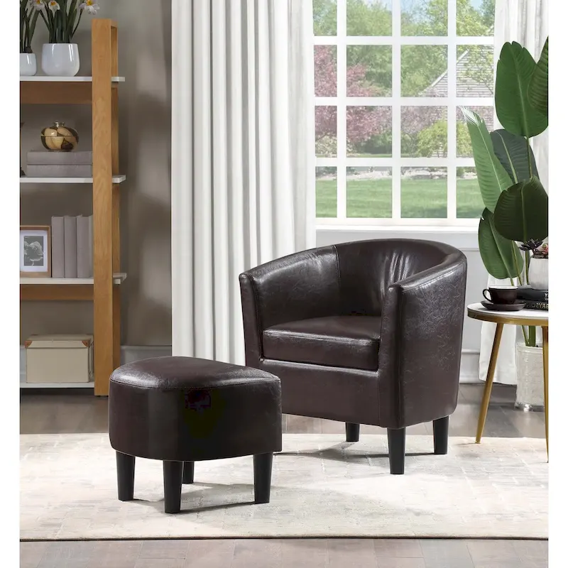 Convenience Concepts Take a Seat Churchill Accent Chair with Ottoman
