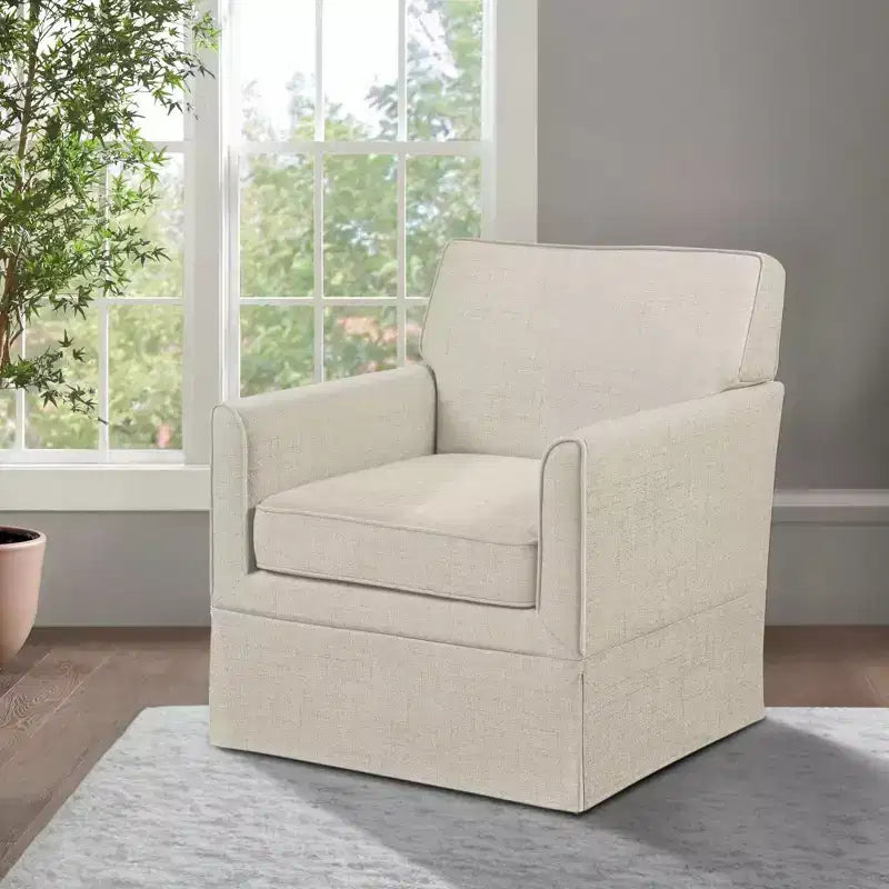 Slipcover Accent Armchair �C Track Arm, Skirted Base, Removable Cushion