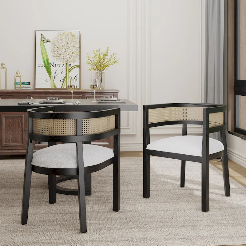 Halea Farmhouse Rubberwood Dining Chairs with Cane Back (Set of 2) by Christopher Knight Home