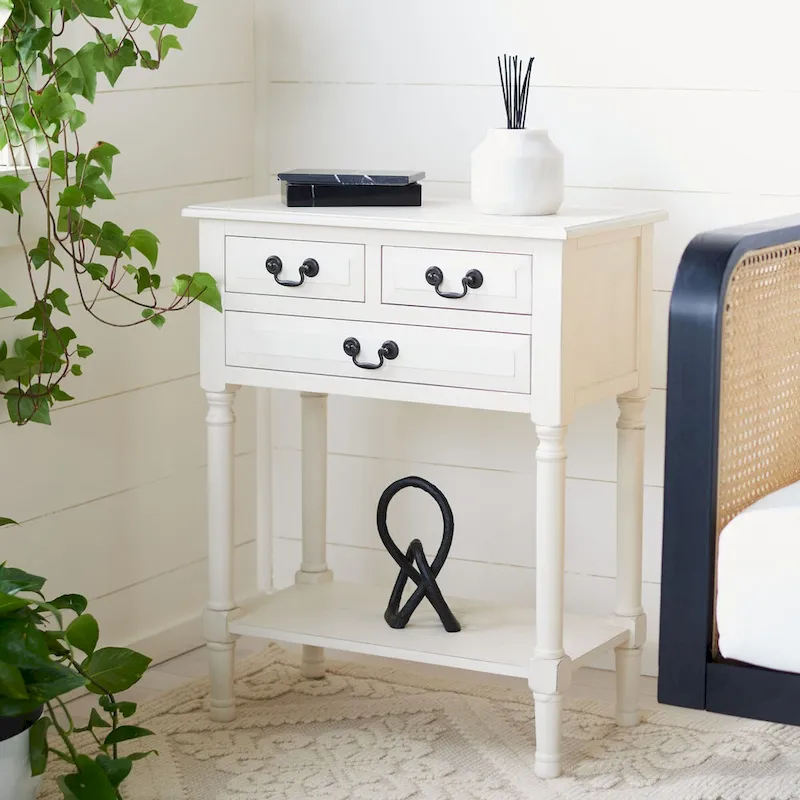 3-Drawer Console Table with Open Bottom Shelf