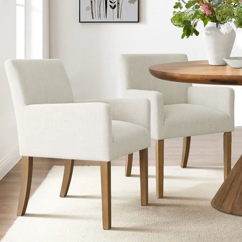Linen Upholstered Armchair(Set of 2)
