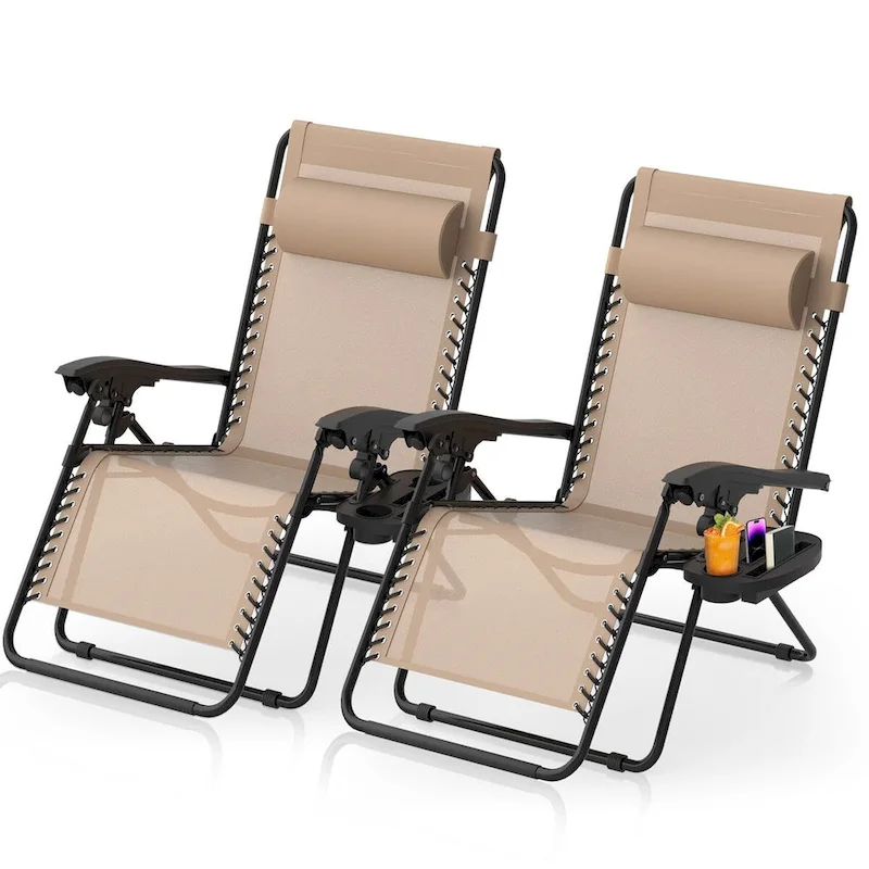 Zero Gravity Chairs Set of 2, Zero Gravity Lounge Chair, Reclining Patio Chairs Folding Recliner for Indoor and Outdoor