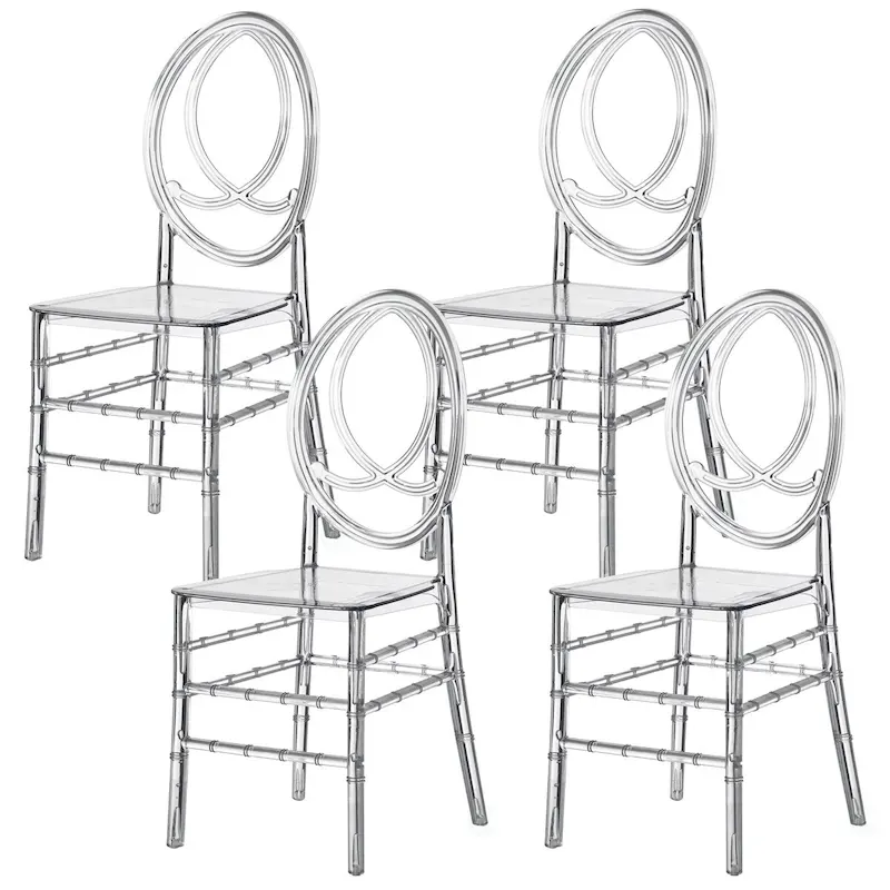 Modern Acrylic Phoenix Dining Chair, Stackable Transparent Party Chair, Crystal Clear Acrylic Chair for Events and Weddings