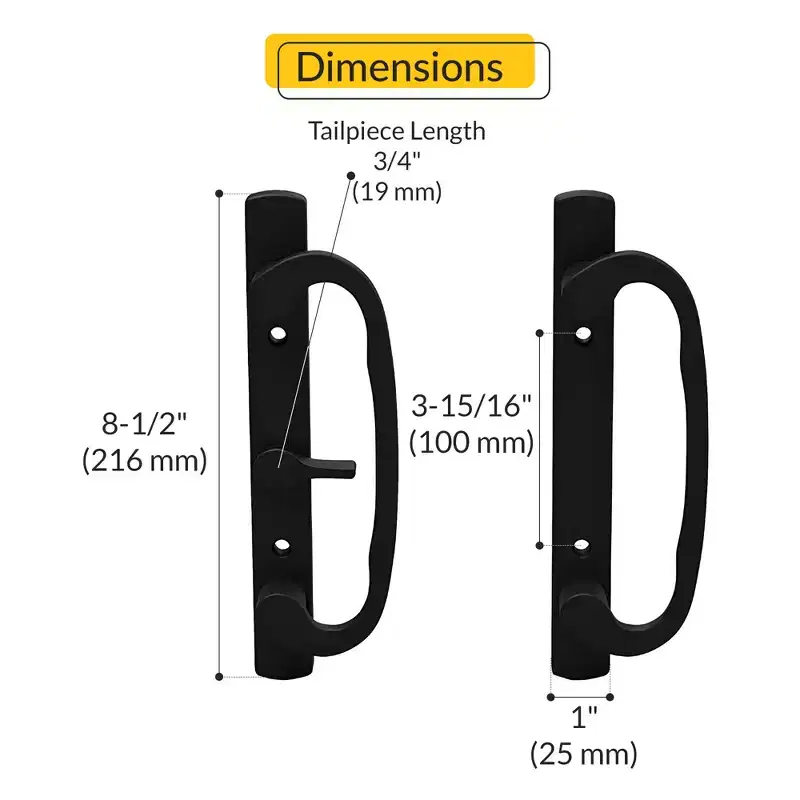 Brixwell 13-245b Patio Door Handle Offset Latch Black Finish