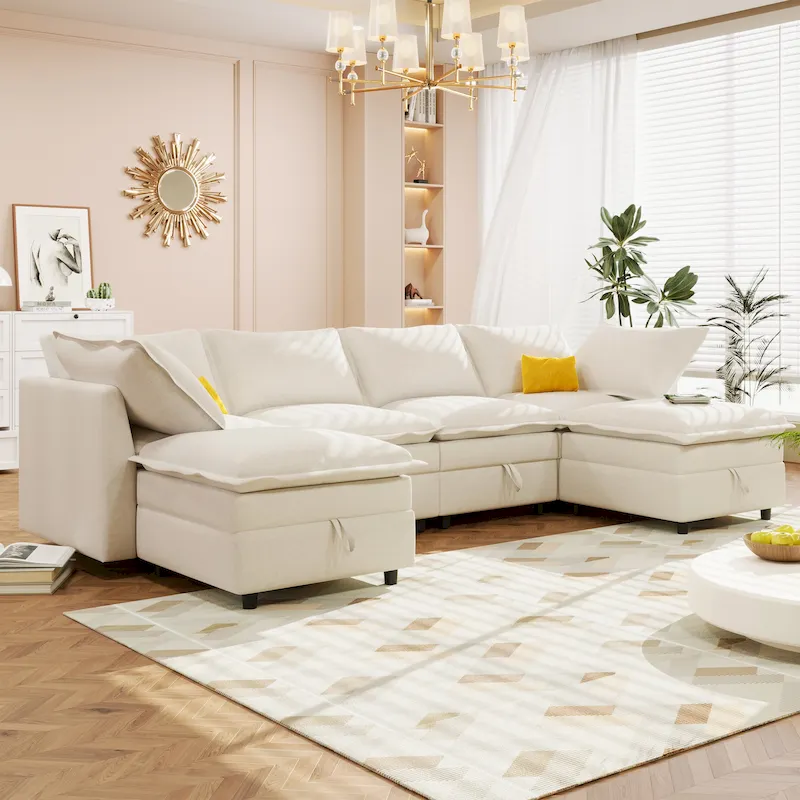 Christopher Knight Home 126 Modular Sectional Sofa with Storage - 126 x 63 x 35