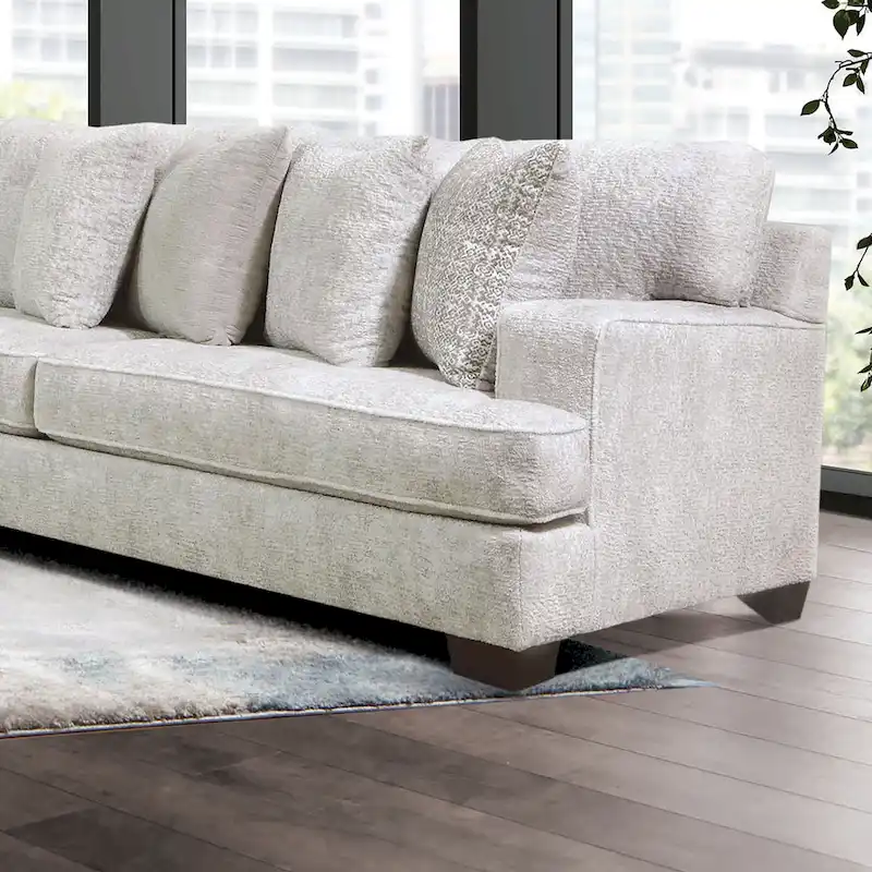 Loty Contemporary Beige Chenille Symmetrical L-Shaped Sectional by Furniture of America
