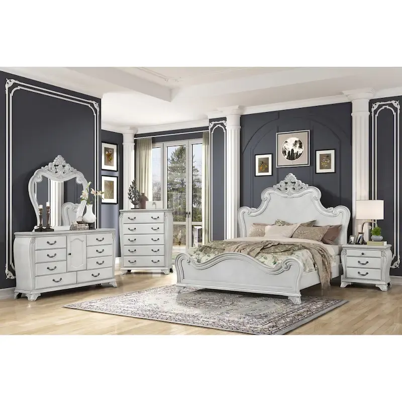New Classic Furniture Nellison Mist Gray 4-Piece Bedroom Set with Nightstand