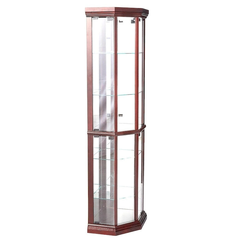 Dark Brown Glass Display Cabinet Stand for 1 Person, 16W x 71H