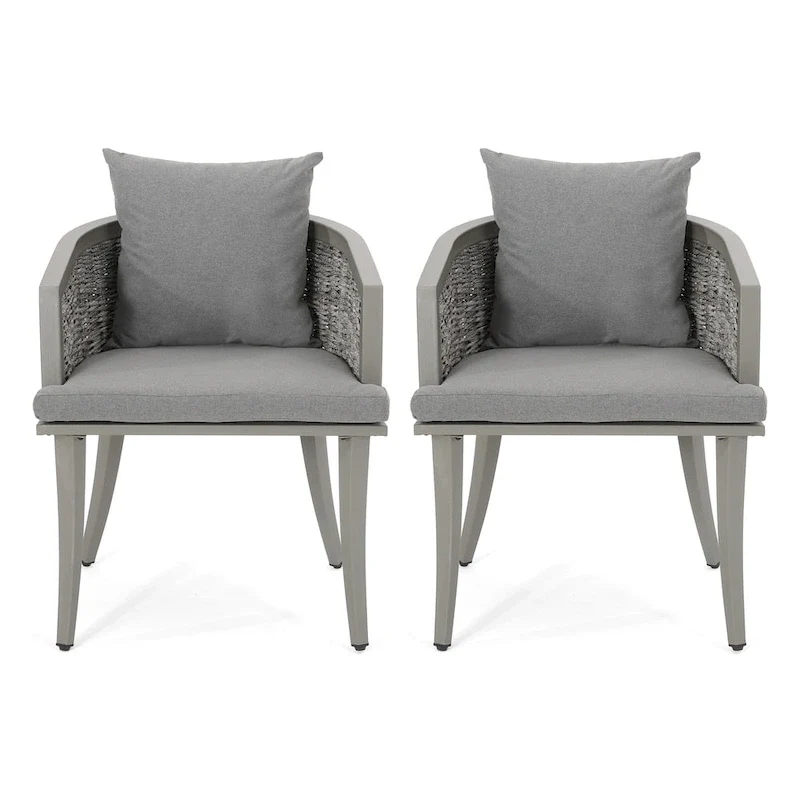 Pebble Outdoor Boho Wicker Club Chair with Cushions (Set of 2) by Christopher Knight Home