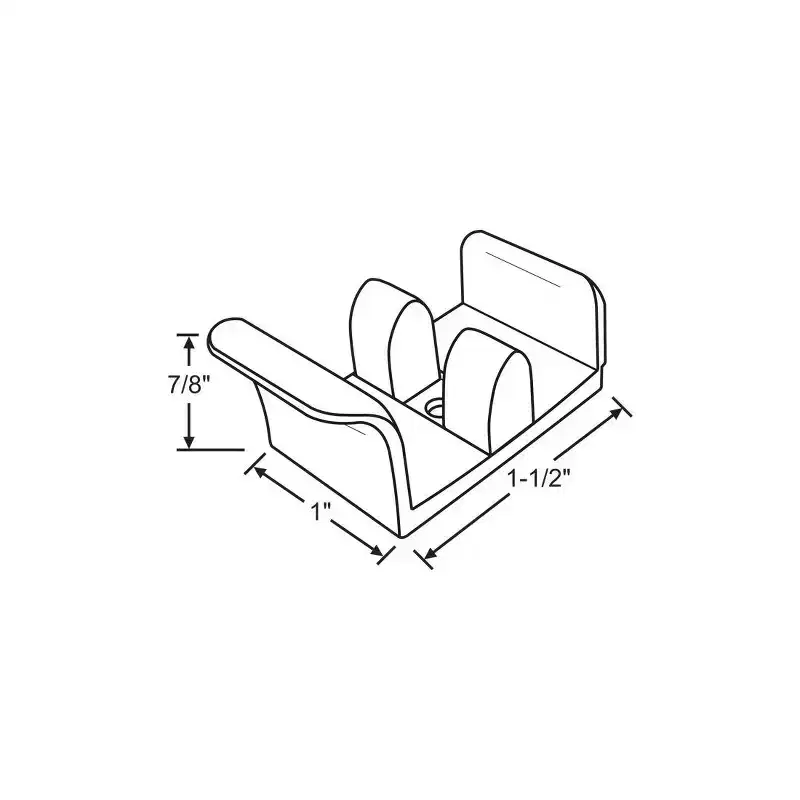 Brixwell Shower Door Guide, Nylon Material, 1-1/2 Length, 1 Width, 7/8 Height, White Finish