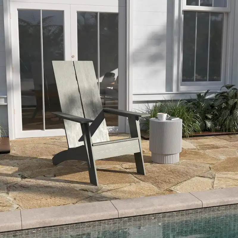 Modern Dual Slat Back Adirondack Style Patio Chair