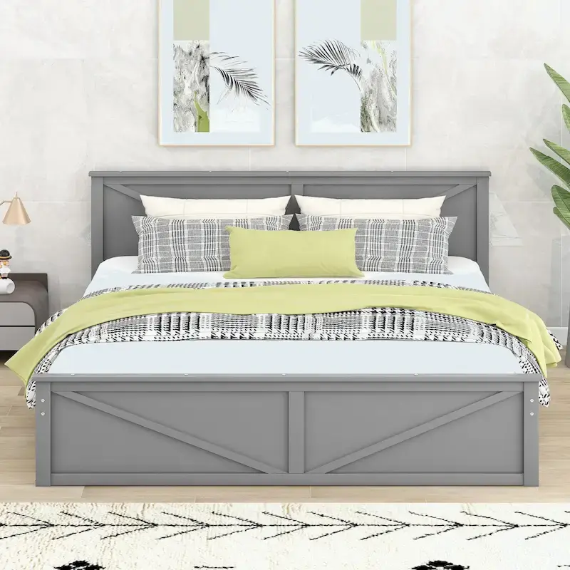 King Size Wooden Platform Bed