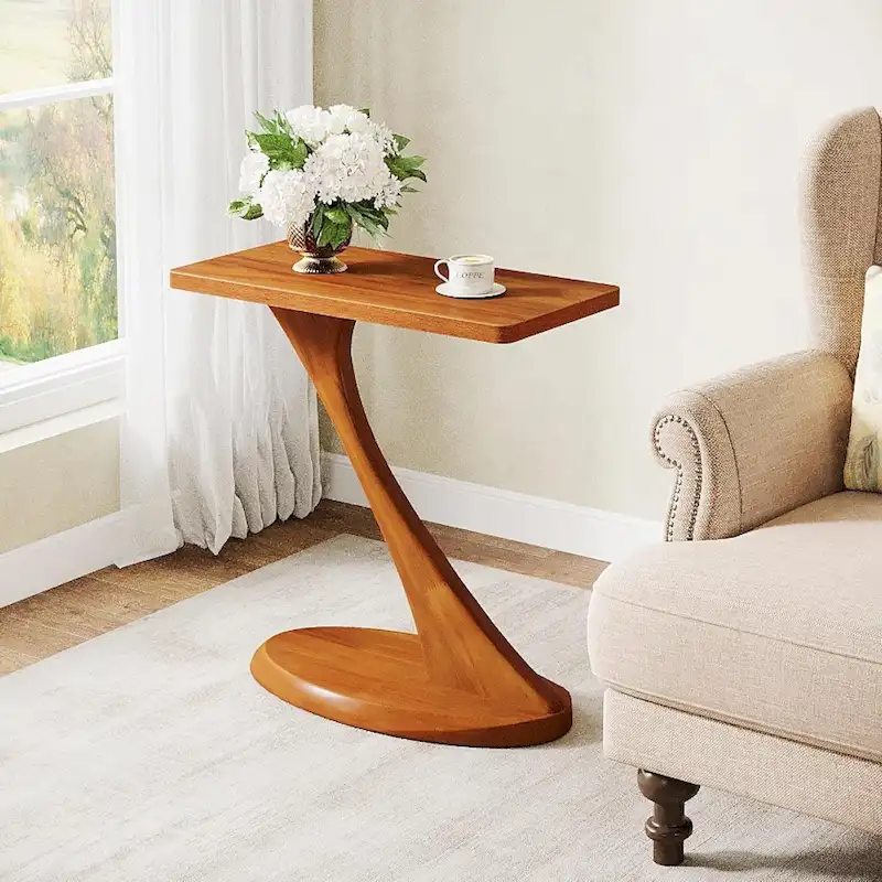 Narrow Side Table Wood End Table for Living Room