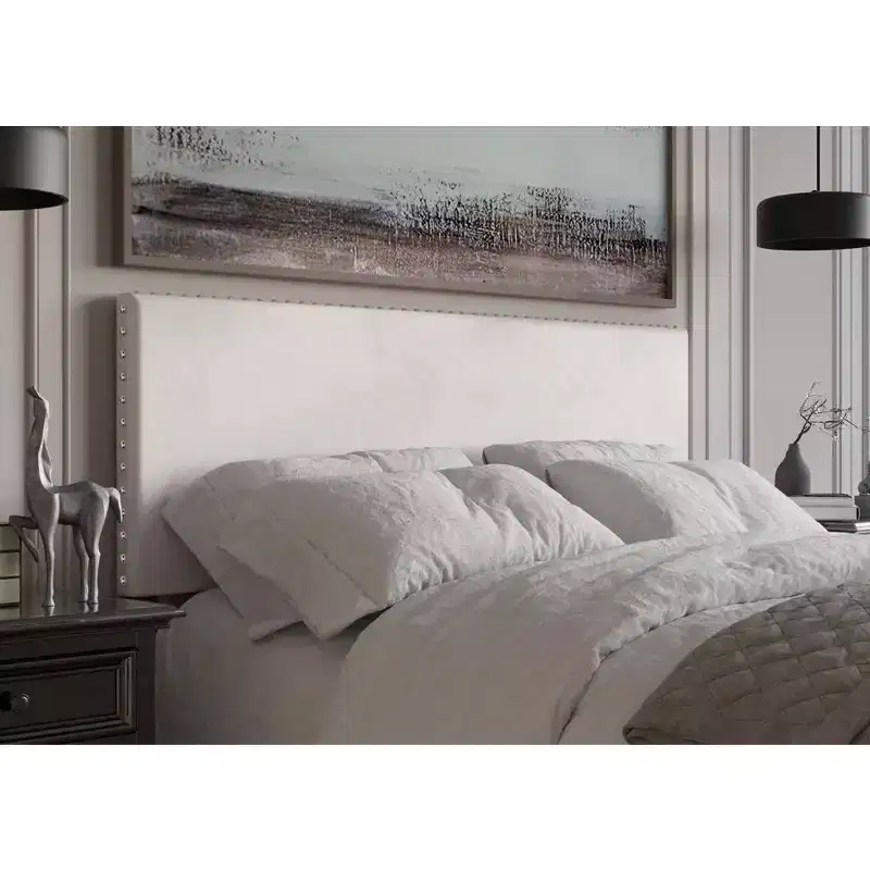 Adjustable Upholstered Velvet Headboard with Nailhead Trim, Twin/Full/Queen
