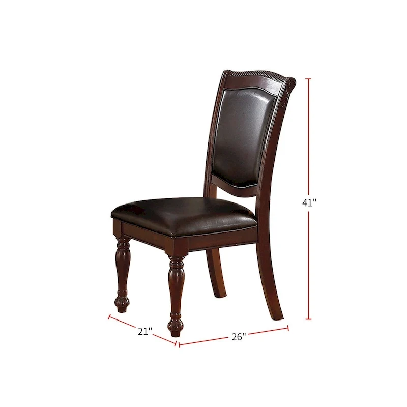 PU Upholstered Dining Chair, Dark Brown(Set of 2)