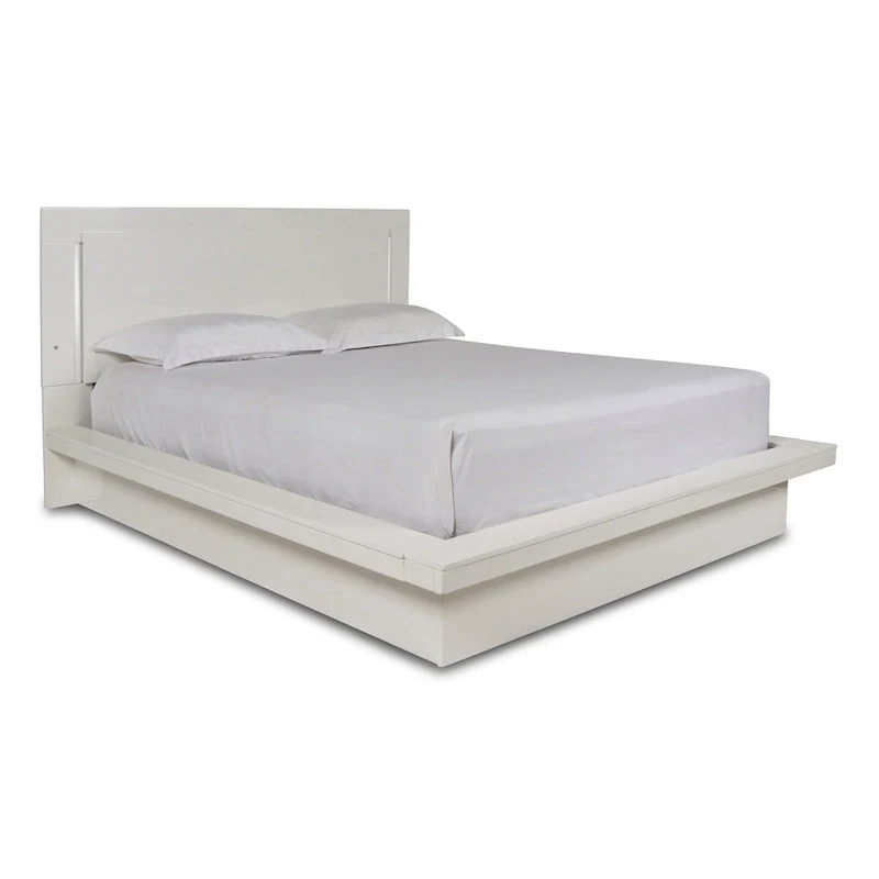 New Classic Furniture Vexa White High Gloss 4-Piece Bedroom Set with Nightstand
