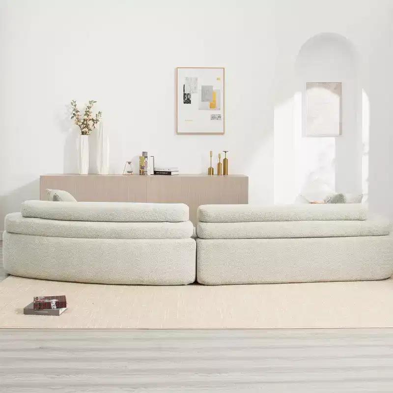 139 in 4-Seater Sectional Sofa Sleeper Bed | ARC Armrests | No Assembly Required