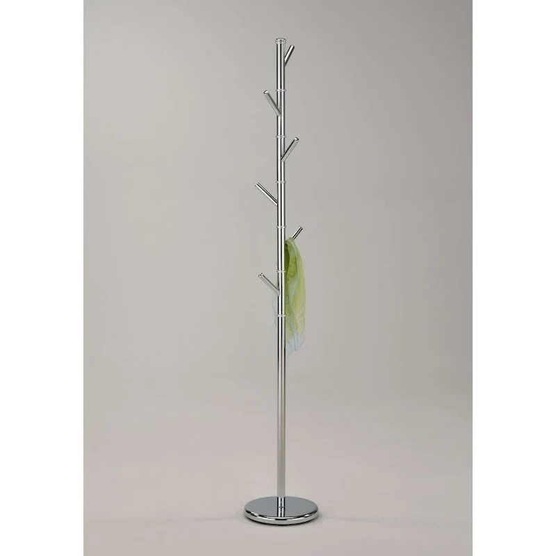 Modern 6 Hook Metal Coat Rack (Chrome)