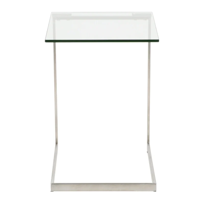 Porch & Den Birchshire Stainless Steel/ Glass End Table