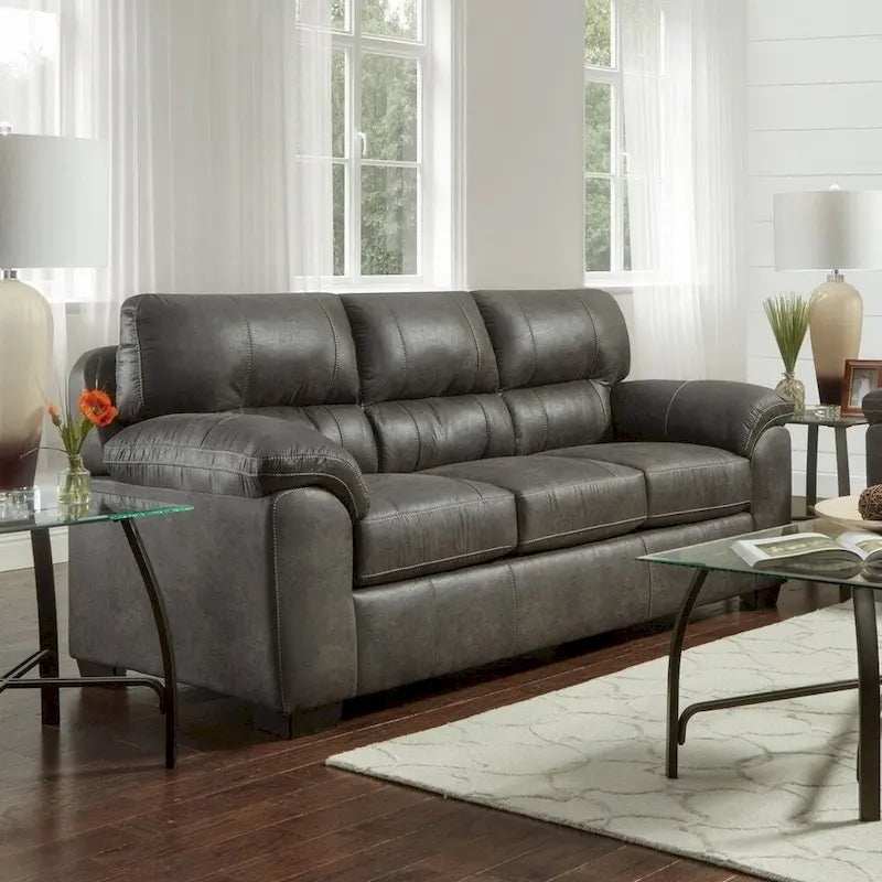 Roundhill Furniture Tirana Contemporary Fabric Pillow-top Arm Sofa and Loveseat Set in Sequoia Ash
