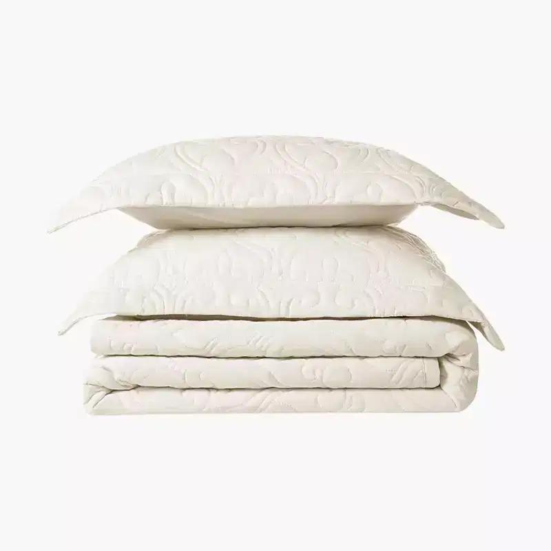 King Quilt Set 3 Piece Cotton Lightweight Bedspread All Season Comforter with Pillow Shams Beige
