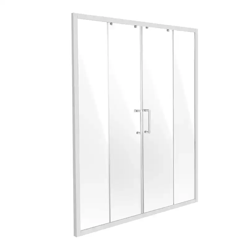 VEVOR Semi-frameless Shower Door,57.8-59Wx70H in, Double Sliding with 1/4 in(6mm) Tempered Glass, Waterproof Shatterproof NANO Stainproof,Clear&White