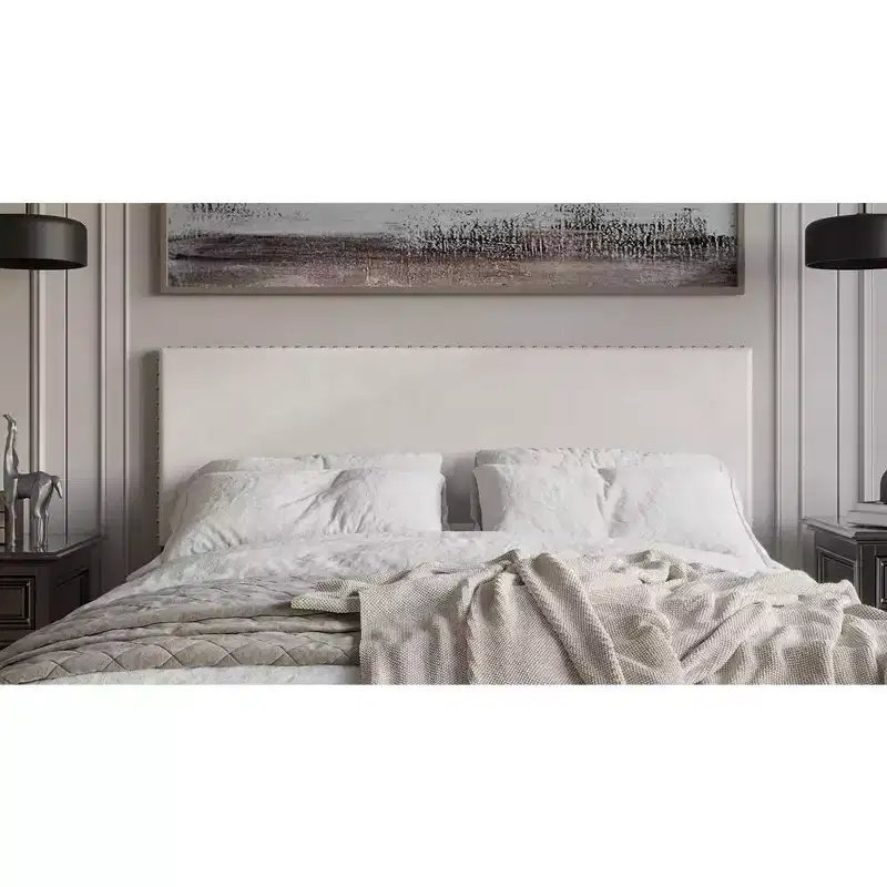 Adjustable Upholstered Velvet Headboard with Nailhead Trim, Twin/Full/Queen