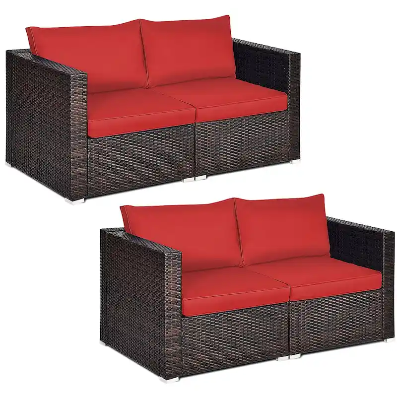 Costway 4PCS Patio Rattan Corner Sofa Sectional Furniture - See Details