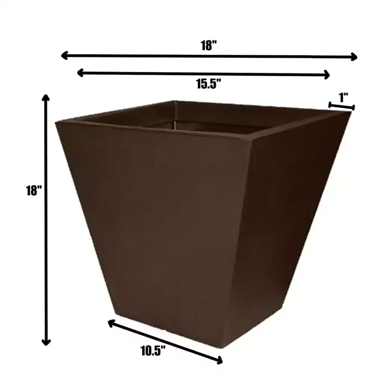 Tusco Products Cosmopolitan Square Garden Planter, Espresso, 18in