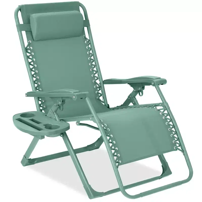 Best Choice Products Monochromatic Zero Gravity Chair, Folding Patio Recliner w/Side Tray, Headrest